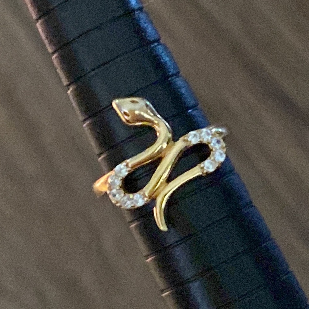 Rachel Zoe Gold Over 925 Sterling Silver Pave CZ Snake Ring Size 6 Fairycore